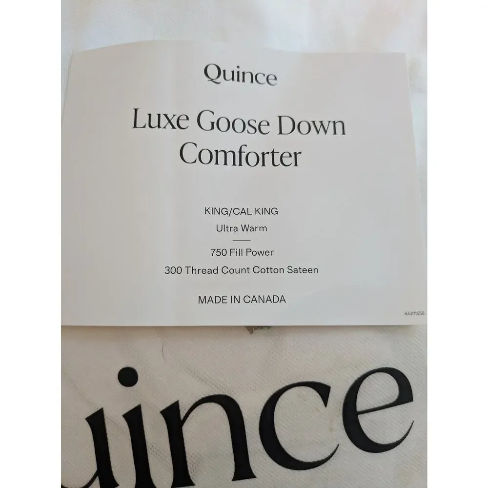Quince Luxe Goose KING Down Duvet Insert Ultra Warm Comforter Calif King NEW